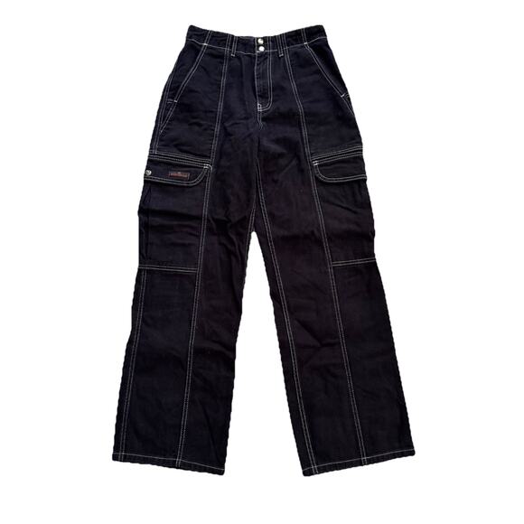 BDG Urban Outfitters Black Cargo Jeans Contrast Stiching Skater Size 27 - Picture 1 of 6